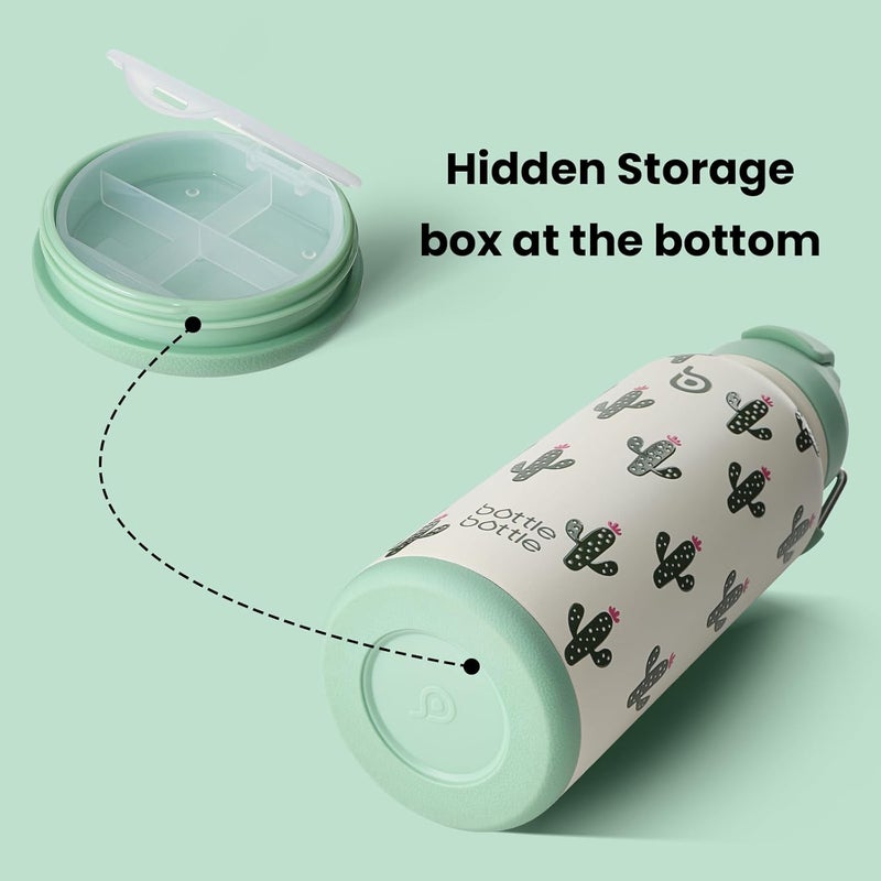 BottleBottle 32oz Insulated Water Bottle Stainless Steel Sport Water Bottle with Straw Dual-use Lid Design for Gym with Pill Box - Image 2